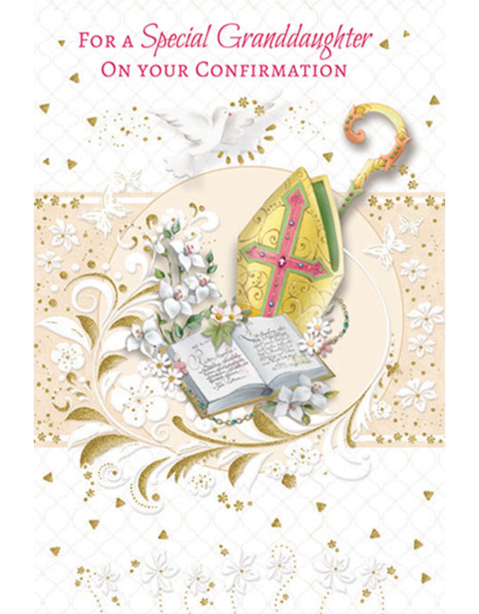 Greetings of Faith Card - Confirmation, Granddaughter, Embossed & Gold Foil