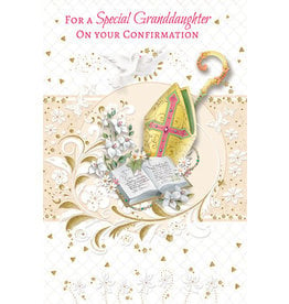 Greetings of Faith Card - Confirmation, Granddaughter, Embossed & Gold Foil