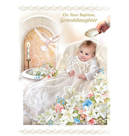 Card - Baptism Granddaughter, Floral with Dove