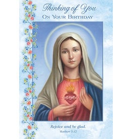 Greetings of Faith Card - Birthday, Immaculate Heart of Mary