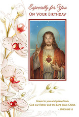 Greetings of Faith Card - Birthday, Sacred Heart of Jesus