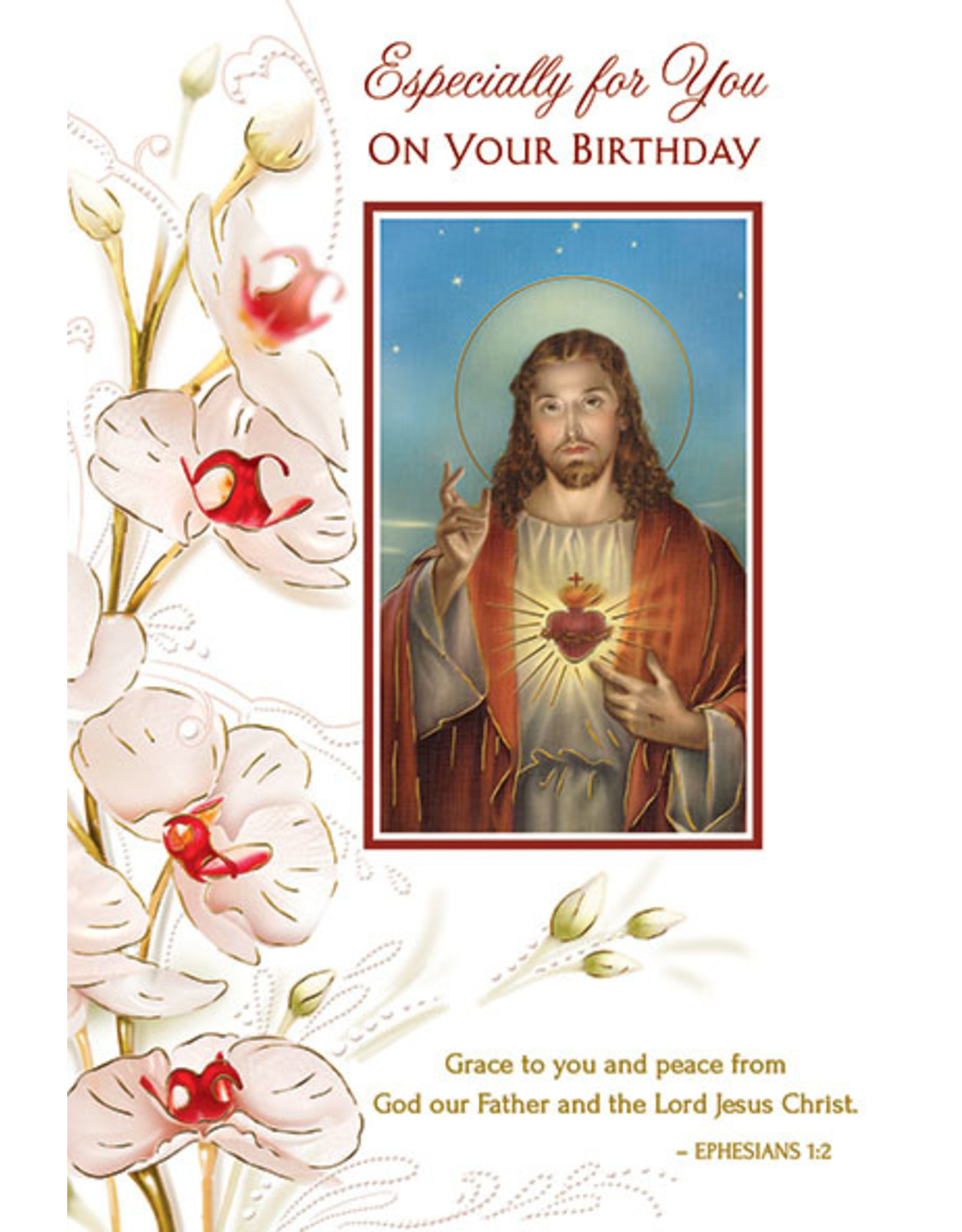 Greetings of Faith Card - Birthday, Sacred Heart of Jesus