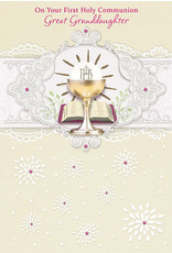 Greetings of Faith Card - First Communion Great Granddaughter, UV Decoration