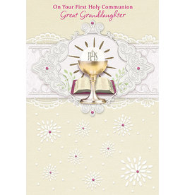 Card - First Communion Great Granddaughter, UV Decoration