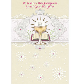 Greetings of Faith Card - First Communion Great Granddaughter, UV Decoration