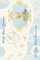 Greetings of Faith Card - First Communion Godson, Gold Foil & Embossed