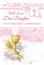 Card - First Communion Daughter, Pink Floral
