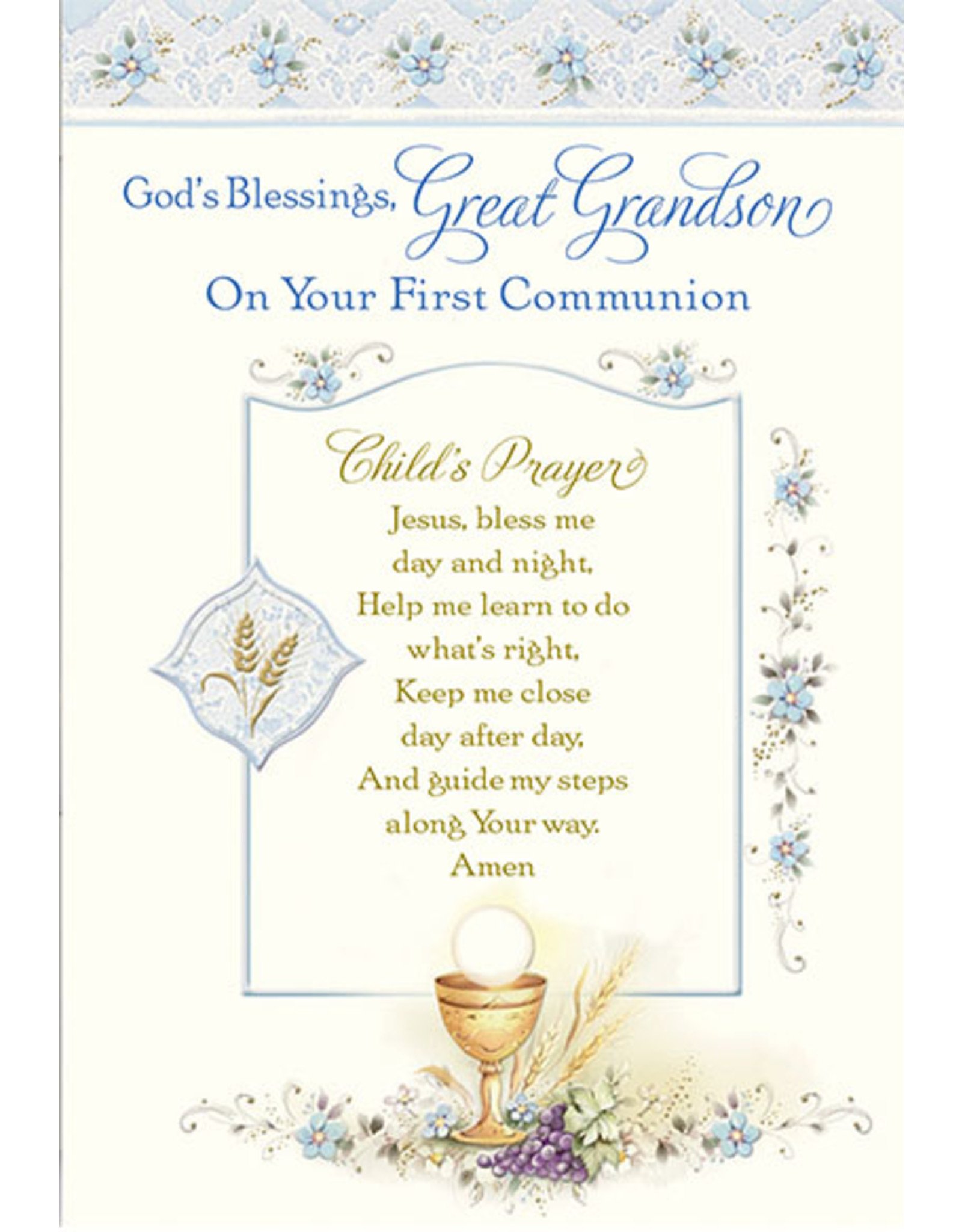 Card - First Communion Great Grandson, Child's Prayer