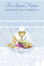 Card - First Communion Nephew, Blue Swirl Design