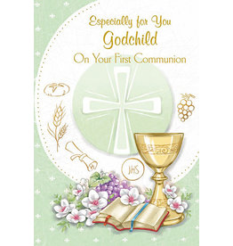 Greetings of Faith Card - First Communion Godchild, Especially for You
