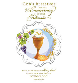 Greetings of Faith Card - Anniversary of Ordination, I Will Praise You with All my Heart