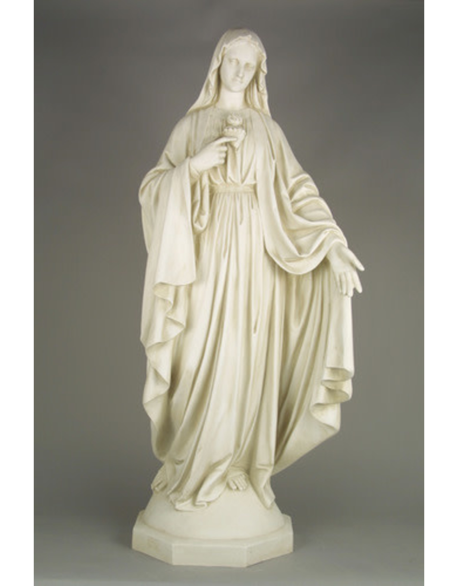 Orlandi Immaculate Heart of Mary Outdoor Statue - Fiberglass, Antique Stone Finish (49")