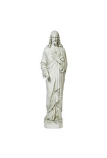 Orlandi Sacred Heart of Jesus Outdoor Statue - Fiberglass, Antique Stone Finish (36.5")