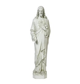 Orlandi Sacred Heart of Jesus Outdoor Statue - Fiberglass, Antique Stone Finish (36.5")