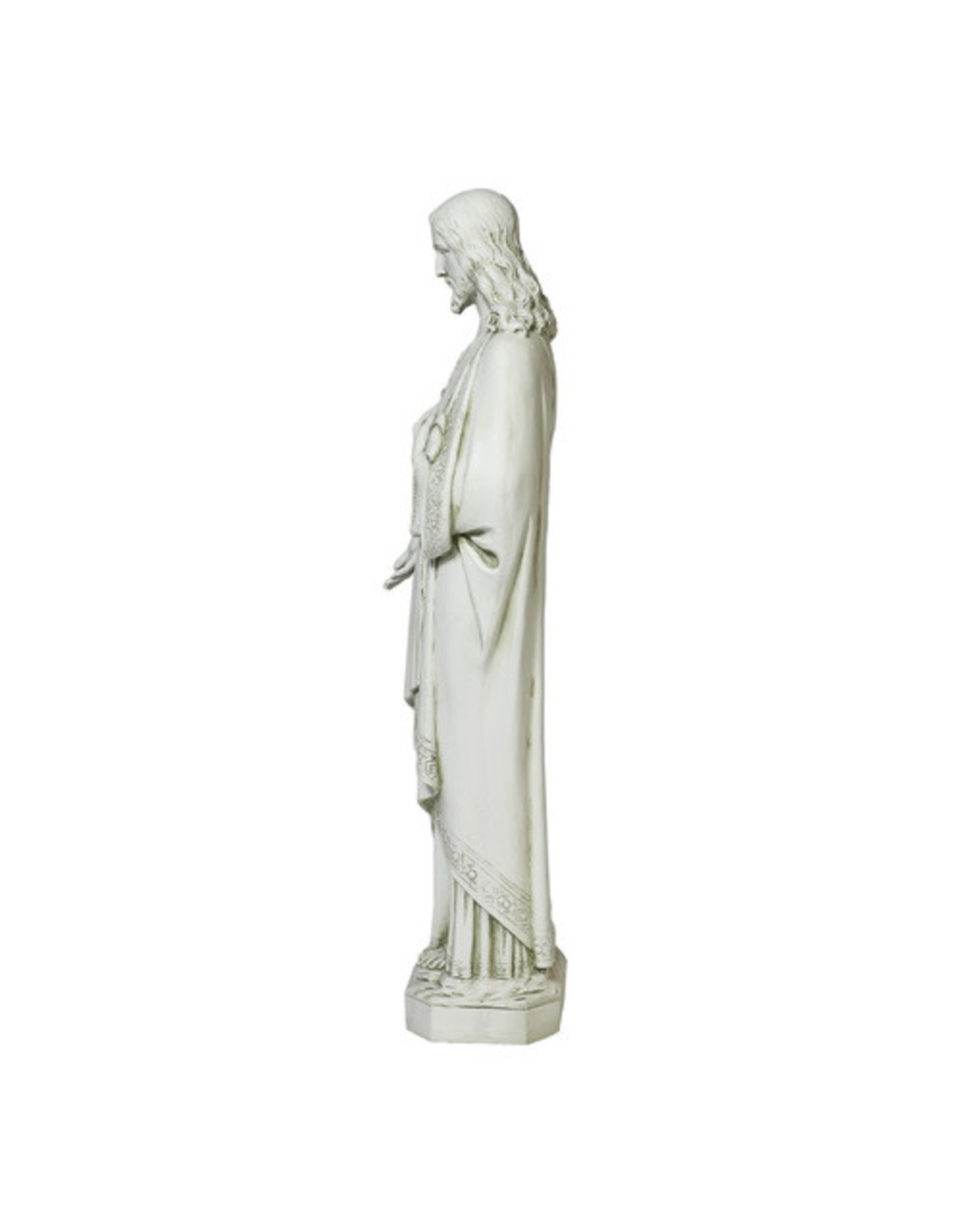 Orlandi Sacred Heart of Jesus Outdoor Statue - Fiberglass, Antique Stone Finish (36.5")