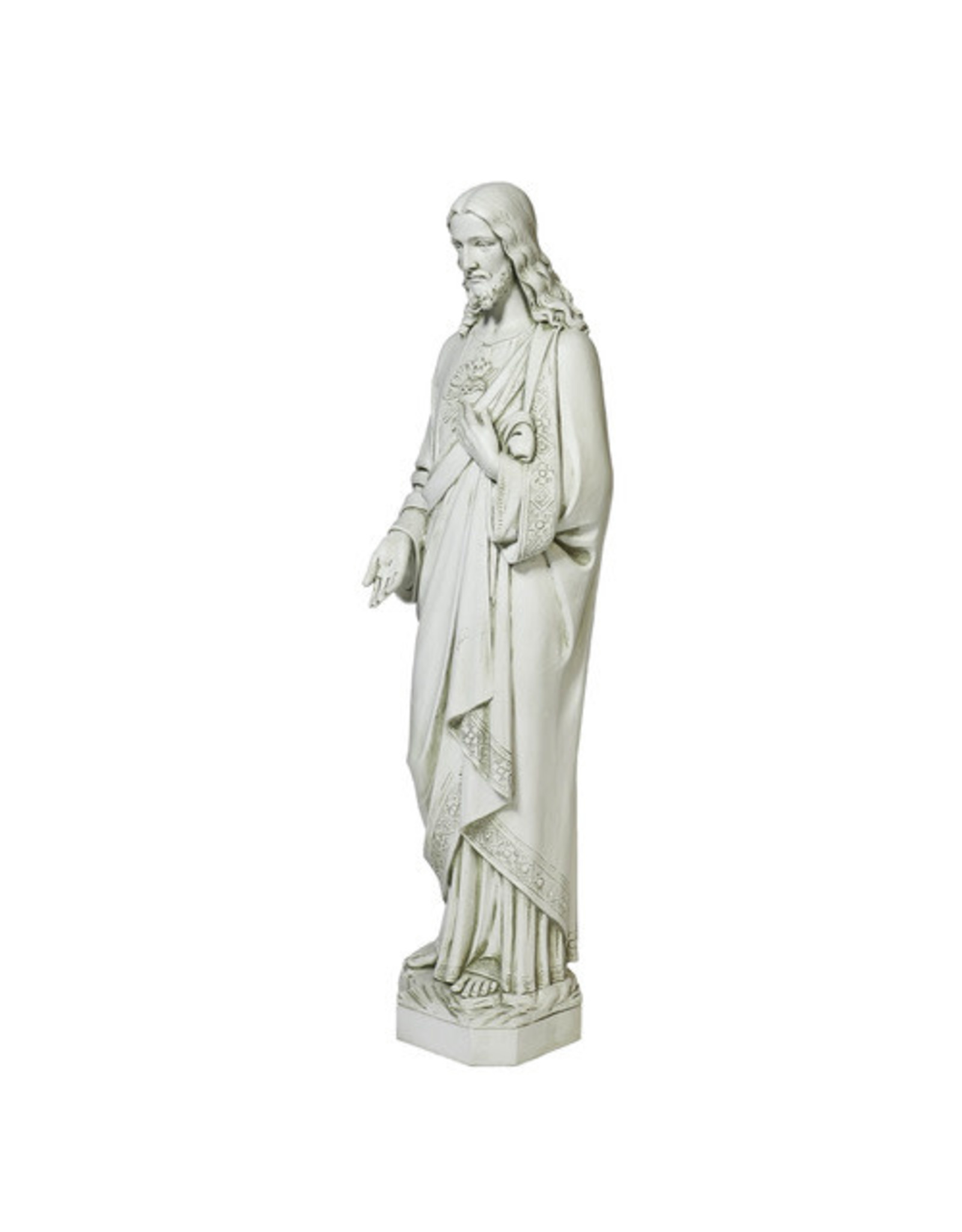 Orlandi Sacred Heart of Jesus Outdoor Statue - Fiberglass, Antique Stone Finish (36.5")