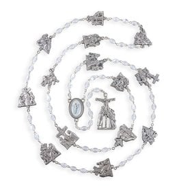 Hirten Rosary - Stations of the Cross, White Via Crucis Glass Beads