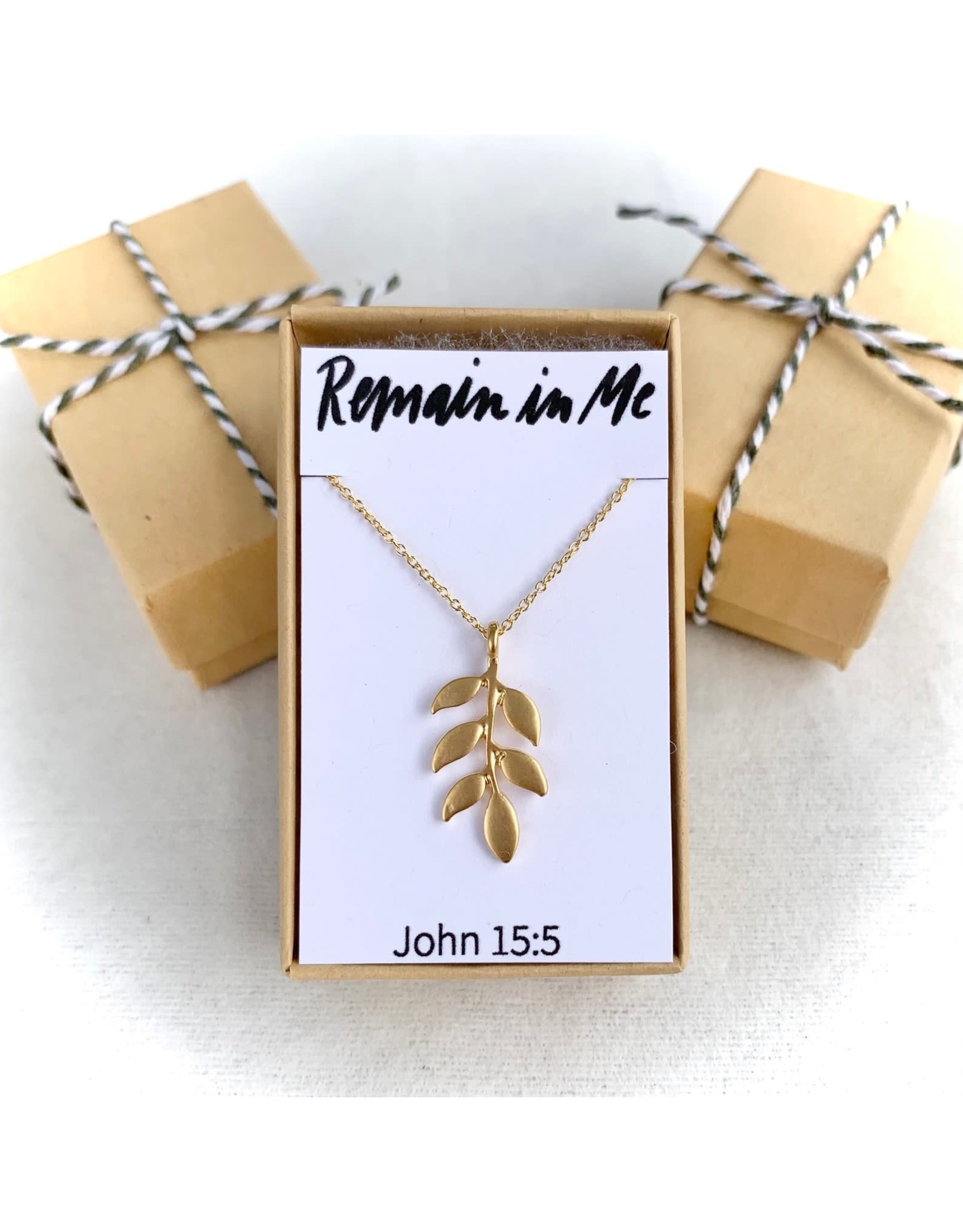 Seeds & Mountains Bible Verse Necklace - Remain in Me (John 15:5)