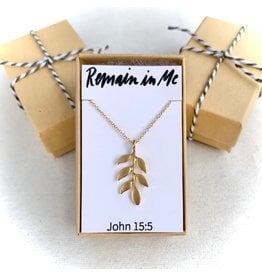 Seeds & Mountains Bible Verse Necklace - Remain in Me (John 15:5)