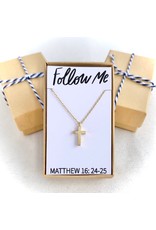 Seeds & Mountains Bible Verse Necklace - Follow Me, Cross (Matthew 16:24-25)