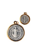 San Francis St. Benedict Medal, 1.5", Silver with Gold Border
