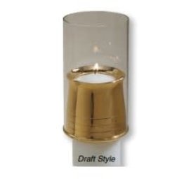 Pontifical Follower for 1-1/2" Candle, Satin Brass, with Draft Protector