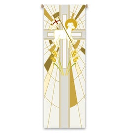 Slabbinck Banner - White & Gold with Paschal Lamb