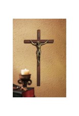 Crucifix, Maple Hardwood, Walnut Finish (10")