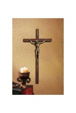 Jeweled Cross Crucifix, Maple Hardwood, Walnut Finish (10")