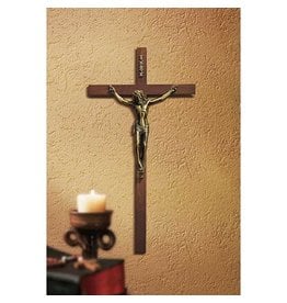 Jeweled Cross Crucifix, Maple Hardwood, Walnut Finish (10")