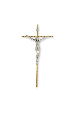 Hirten Crucifix - Metal, Thin Gold with Silver Corpus (10")