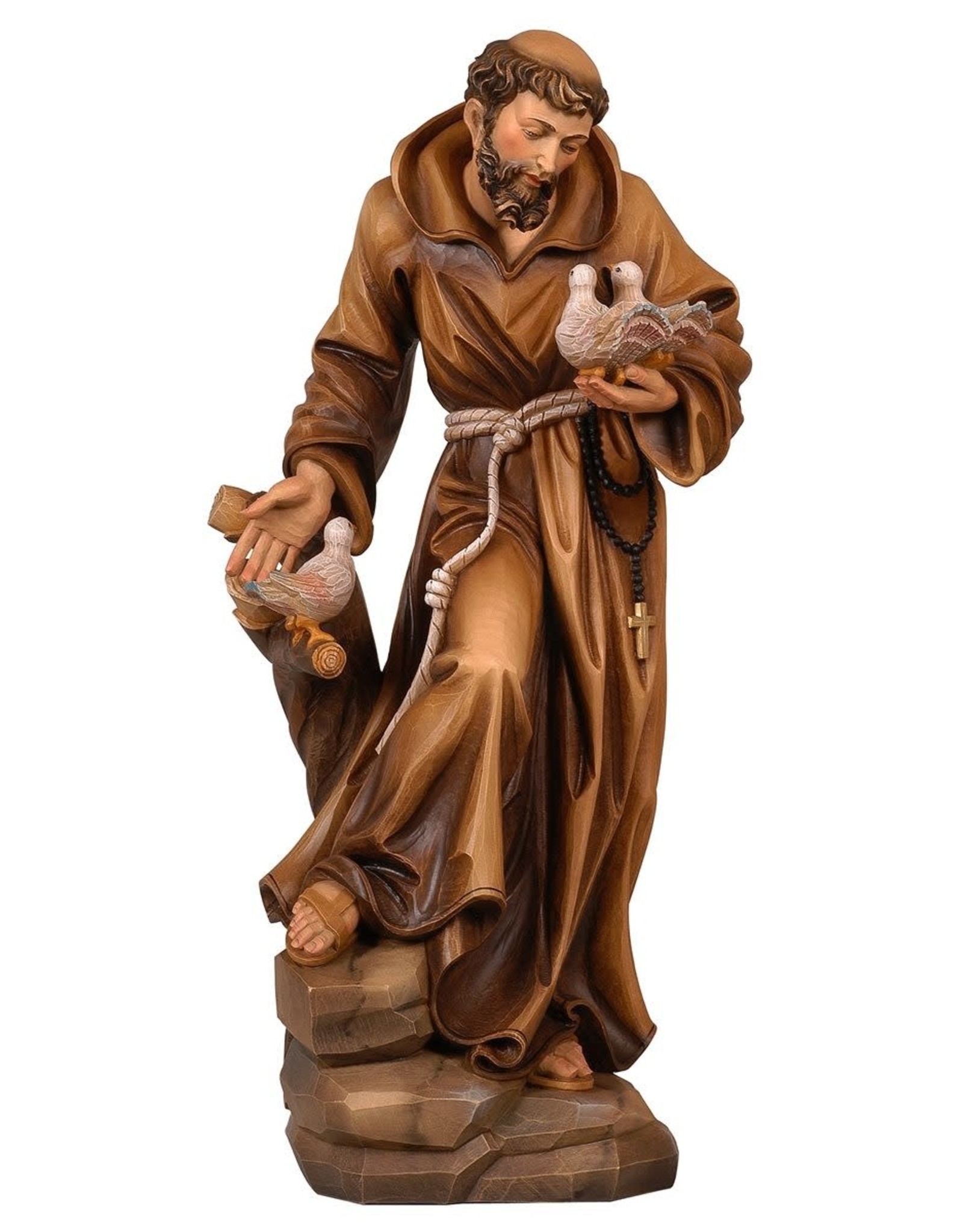 Statue - St. Francis 15" Color, Wood-Carved