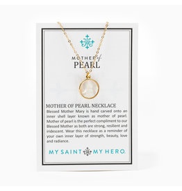 My Saint My Hero Necklace - Mary, Mother of Pearl
