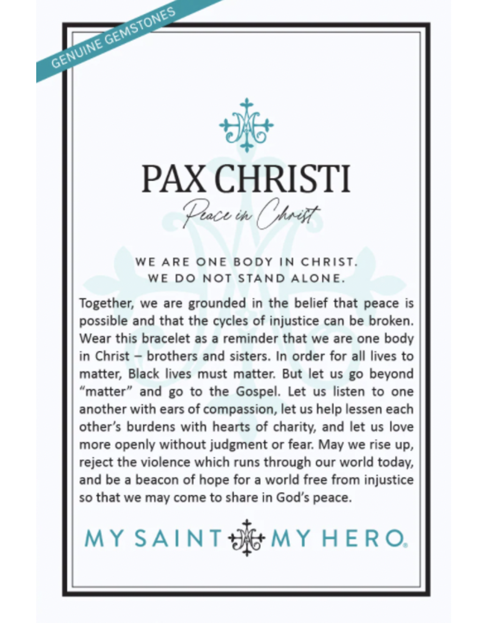 My Saint My Hero Bracelet - Pax Christi (Peace in Christ)