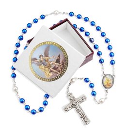 Hirten Blue St. Michael Glass Rosary with Box
