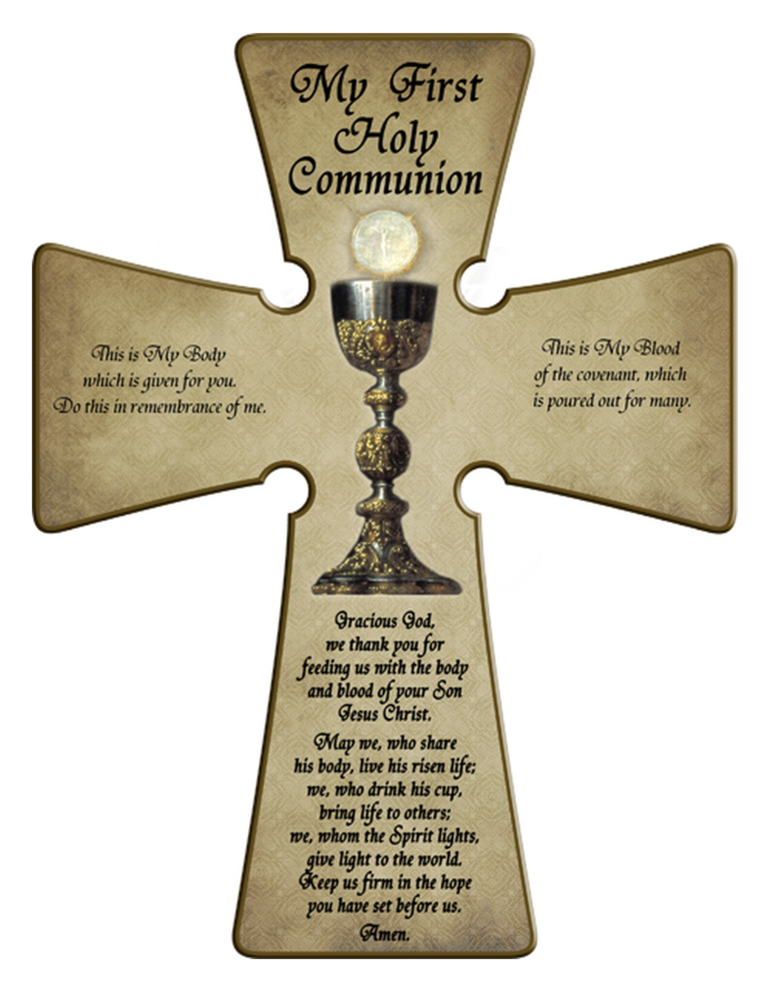Nelson Art First Communion Cross 6" Wood Chalice/Host