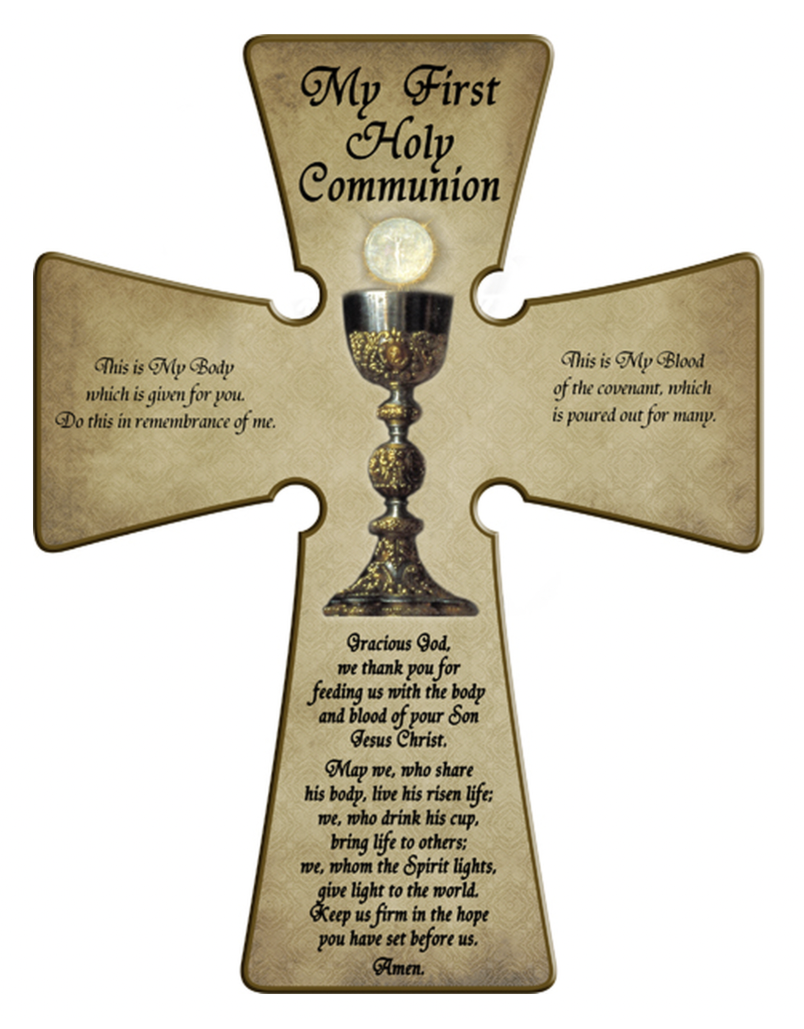 Nelson Art First Communion Wall Cross - Wood, Chalice/Host (6")
