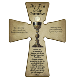Nelson Art First Communion Wall Cross - Wood, Chalice/Host (6")