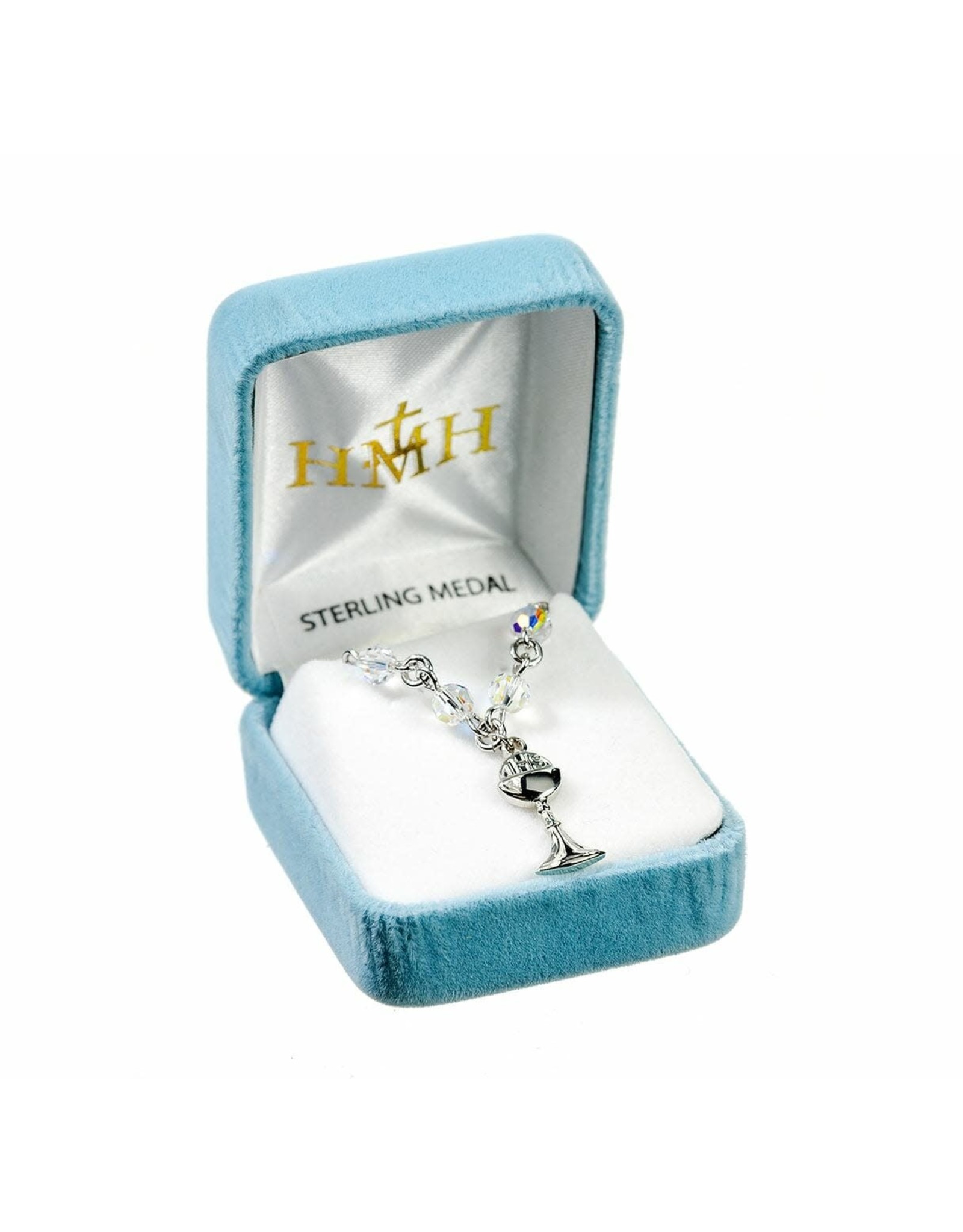 HMH First Communion Swarovski Crystal Necklace with Sterling Silver Chalice, 18" Chain