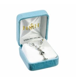 HMH First Communion Swarovski Crystal Necklace with Sterling Silver Chalice, 18" Chain