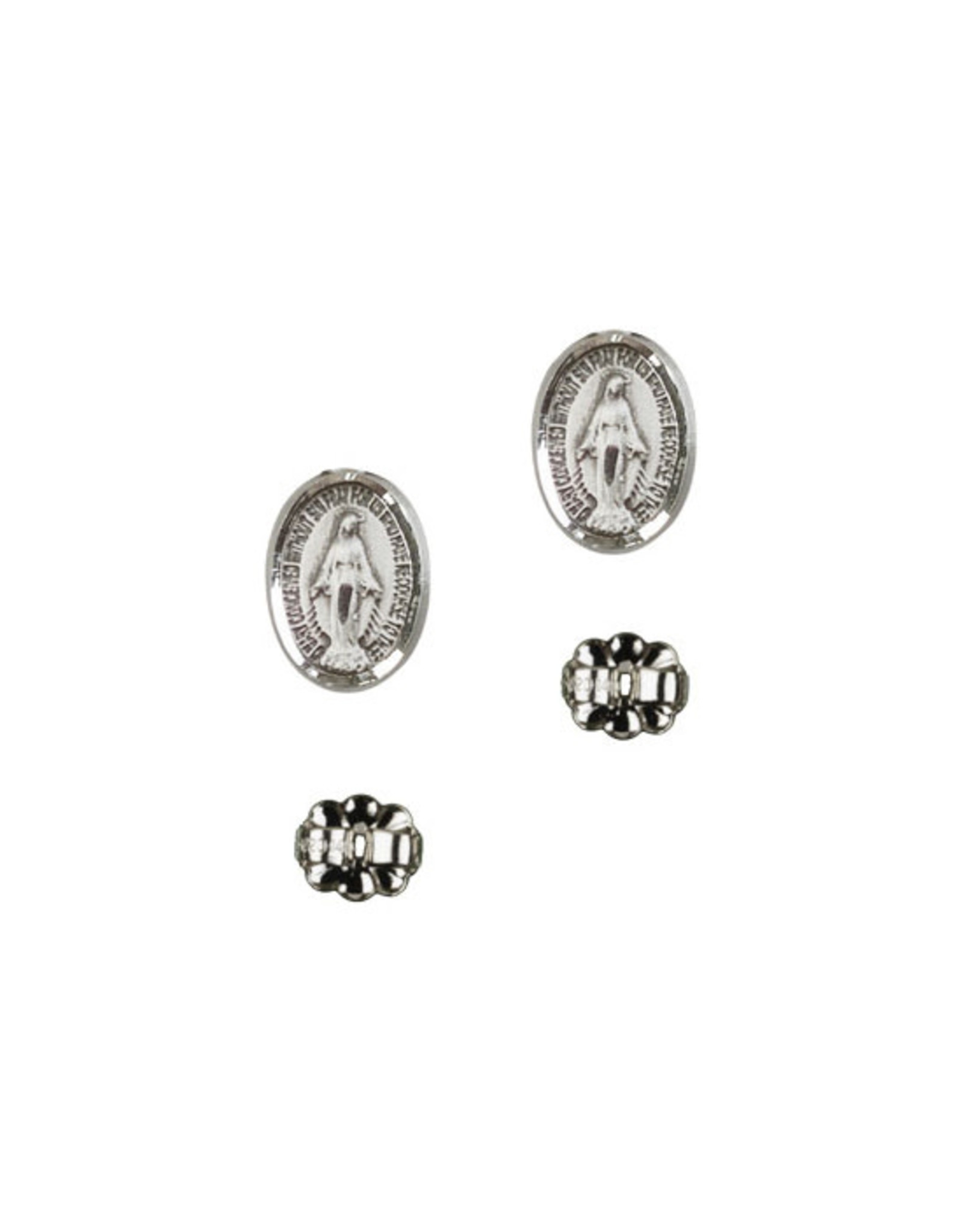 Bliss Earrings - Miraculous Medal Studs, Sterling Silver