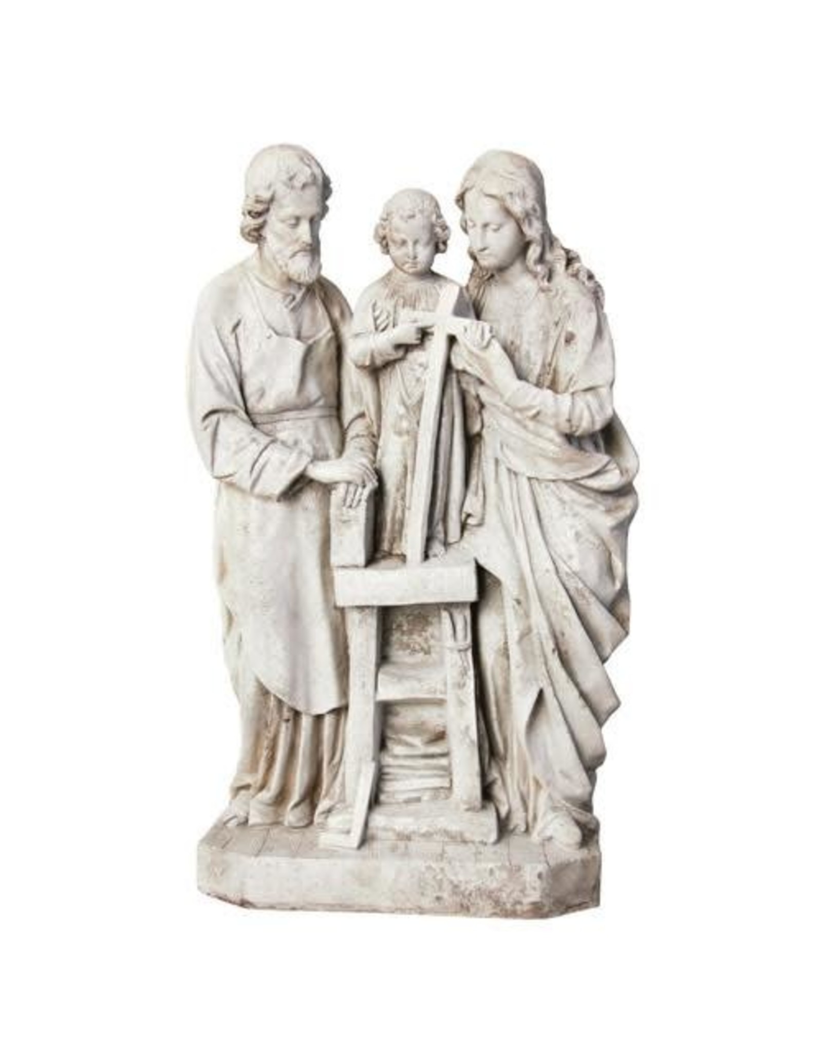 Orlandi Holy Family Outdoor Statue - Fiber Stone, Cathedral White Finish (25")