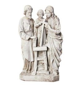 Orlandi Holy Family Outdoor Statue - Fiber Stone, Cathedral White Finish (25")