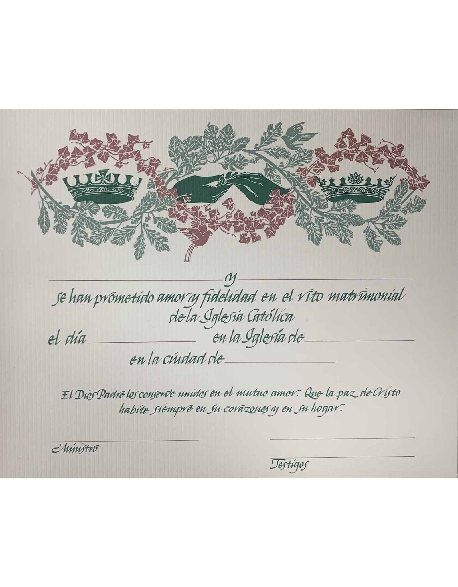 LTP (Liturgy Training Publications) Certificate - Marriage, Spanish (Each)