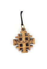 Shomali Pendant - Jerusalem Cross made of Olive Wood from the Holy Land