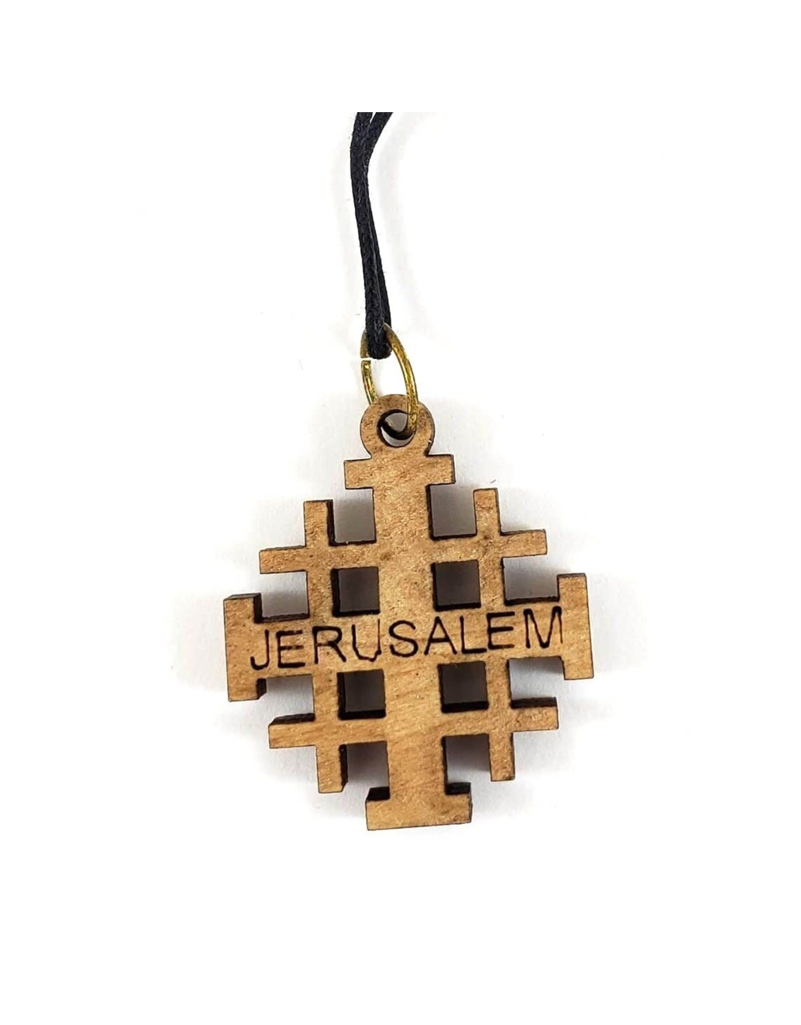 Shomali Jerusalem Cross Pendant made of Olive Wood from the Holy Land