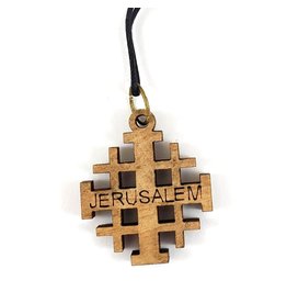 Jerusalem Cross Pendant made of Olive Wood from the Holy Land