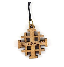 Shomali Pendant - Jerusalem Cross made of Olive Wood from the Holy Land
