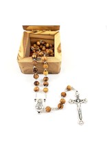 Shomali Lourdes Rosary Box, Includes Rosary (Made of Olive Wood from the Holy Land)