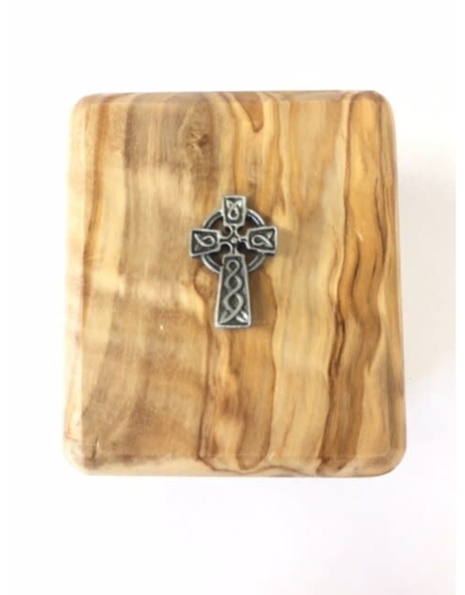 Shomali Celtic Cross Rosary Box, Includes Rosary (Made of Olive Wood)